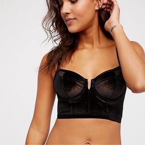 Free People Intimately Camille Underwire Bra Black Velvet 36D